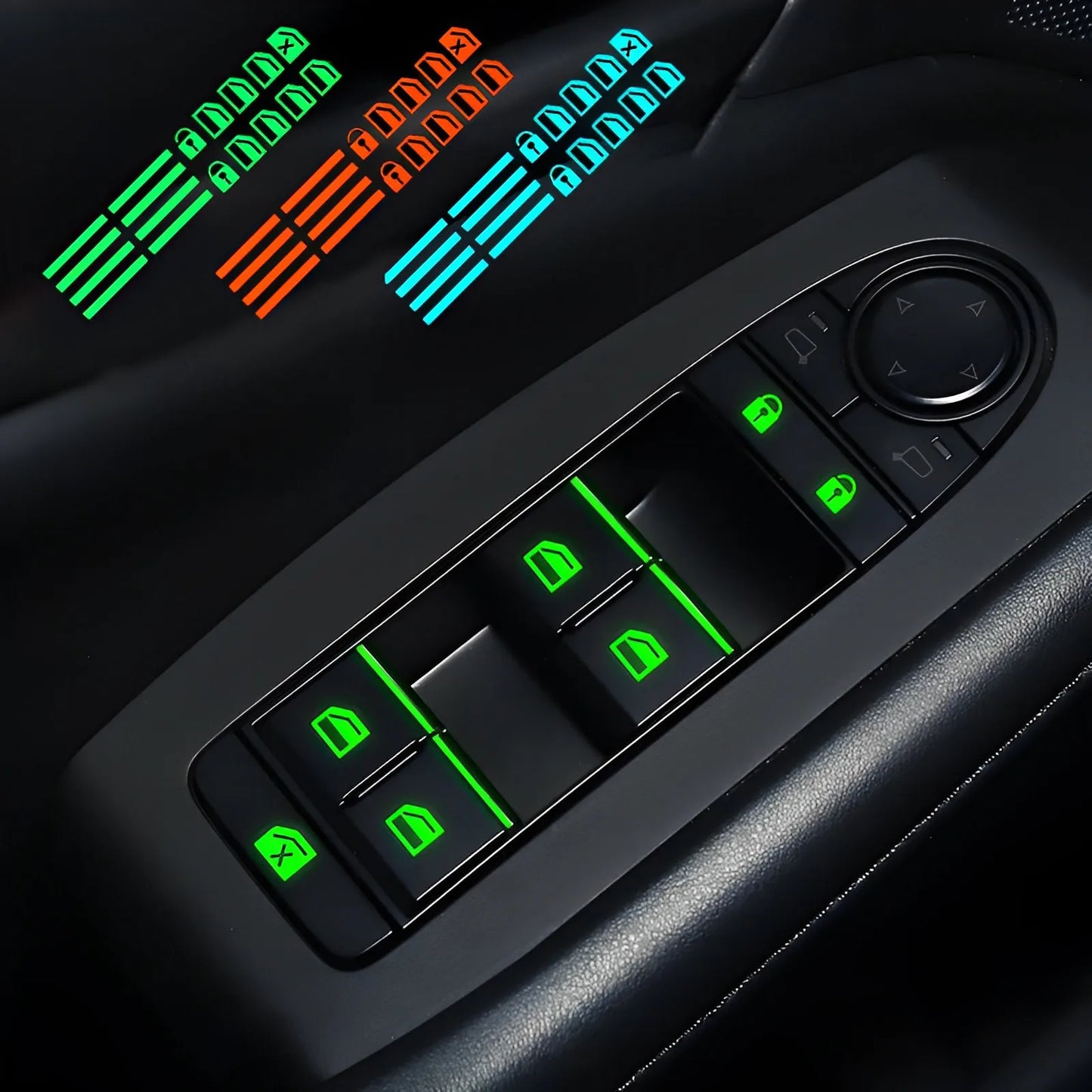 Luminous Car Window Button Sticker Door Window Lifter Switch